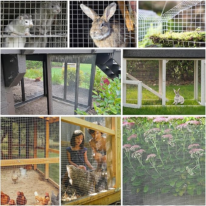 Hardware Cloth1/2 in Galvanized Wire Mesh Roll (19 GA) Chicken Wire Fence Roll for Chicken Pen/coop Fences, Screen mesh, Rabbit/Snake Fences, Poultry enclosures, Handicraft Making, etc. (4In x 10Ft)