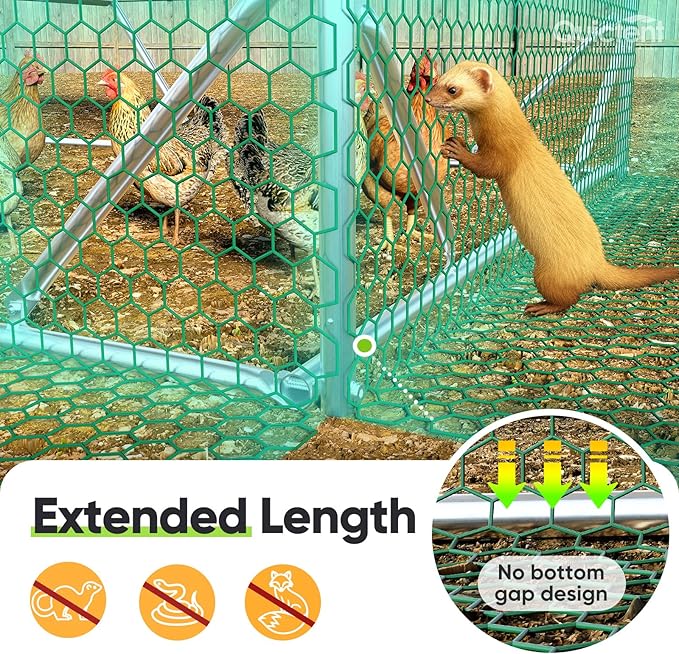 Quictent Essential Series 6.6x9x6.6ft Metal Chicken Coop Run with Climbing Ladder, Walk-in Outdoor Poultry Cage with PVC Coated Chicken Wire, Hen Duck Rabbit Farm House, Waterproof Anti-UV Cover