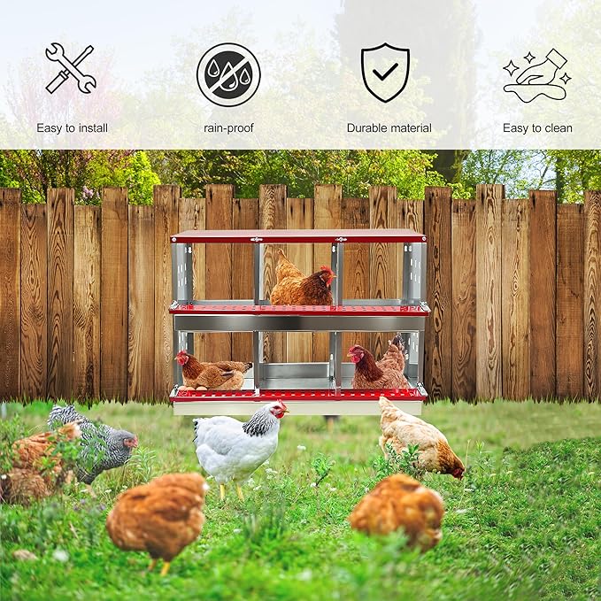 XINYI Chicken Nesting Boxes for Laying Eggs,Metal Coop for 6 Chickens,Roll Away Nesting Boxes,Easy Egg Collection,Brooder Box for Rabbit,Squirrel,Parakeet,Owl,Cockatiel,Robin
