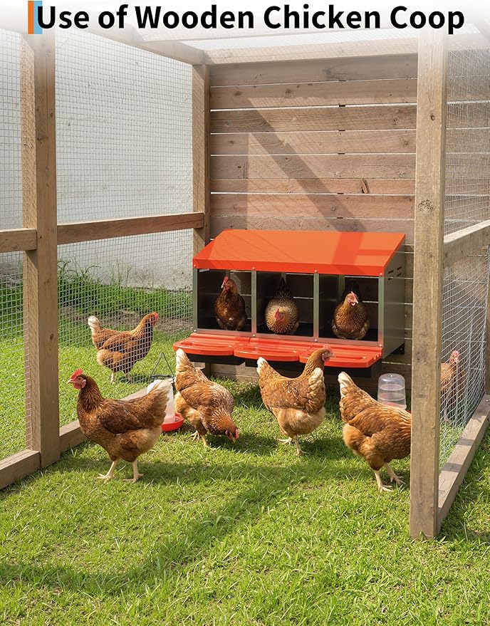 3 Room Chicken Nesting Boxes, 3 Compartment Metal Rollaway Nesting Box for Laying Hens with Cleanable Pull-Out Trays Wall Mount or Placed Design for Chicken Egg Layers