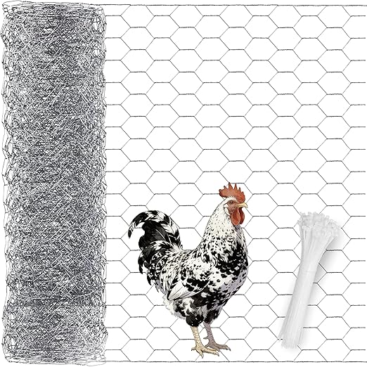 Chicken Wire Fencing Mesh, Galvanized Hexagonal Chicken Wire Mesh 16 Inch x 66 Feet Poultry Wire Netting for Garden Fence, Pet Rabbit Enclosure & Craft Projects