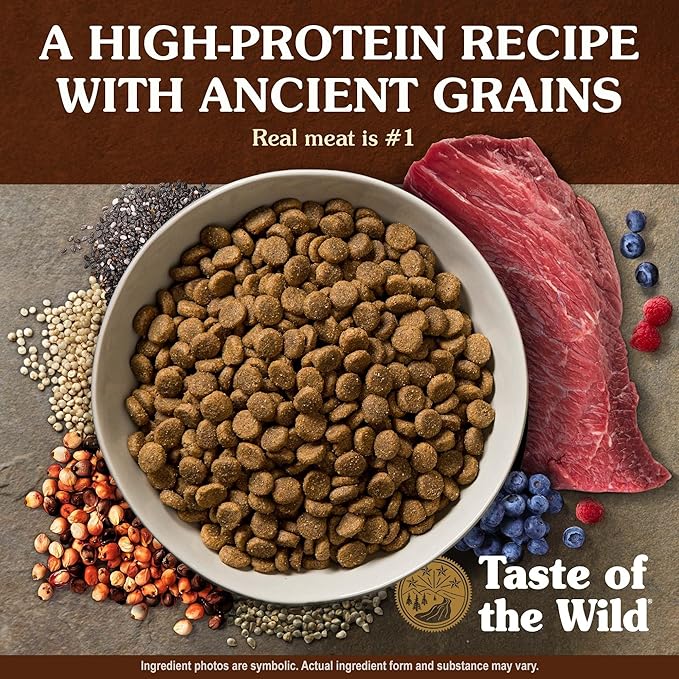 Taste of The Wild with Ancient Grains, Ancient Prairie Canine Recipe with Roasted Bison and Venison Dry Dog Food, Made with High Protein from Real Meat and Guaranteed Nutrients and Probiotics 14lb