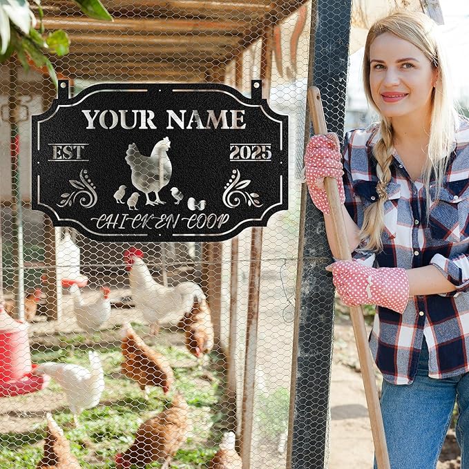 Custom Chicken Coop Signs, Personalized Funny Chicken Coop Signs, Custom Metal Farm Signs for Outdoor, Chick Hen House Sign Funny Farmhouse Outside Wall Decor Gift