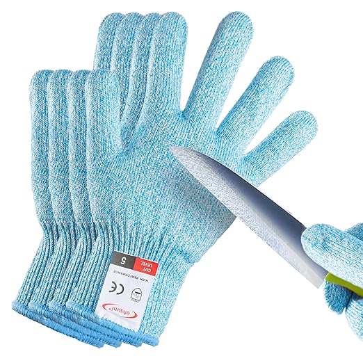 Cutting Gloves, 2 Pairs of Cut Resistant Gloves Food Grade, Cut Resistant Gloves for Kitchen, Oyster Shucking, Fish Fillet Processing, Carving Wood and Gardening(Small-Blue)
