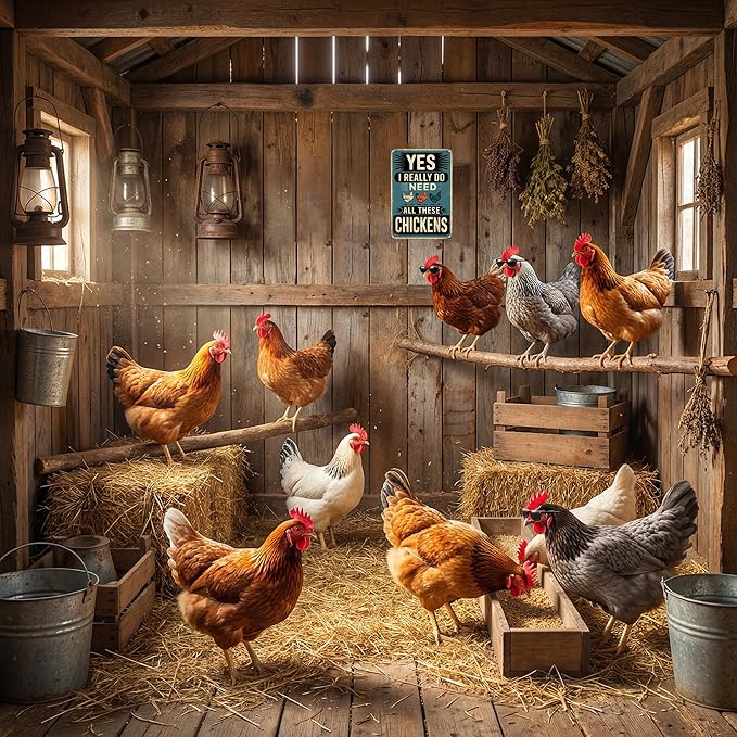 Chicken Decor I Really Do Need All These Chickens Vintage Tin Sign for Chicken Coop Farm Kitchen Garden Yard Decor 8x12 INCH(3831)