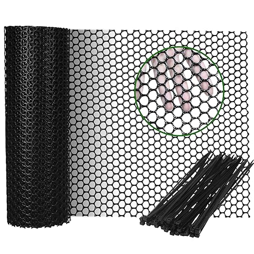 Gardzen Plastic Chicken Wire Mesh with 40 pcs Ties, 16in x 20ft Durable Chicken Fence for Poultry, Garden Protection & DIY Crafting, Heavy-Duty Mesh Netting for Outdoor & Indoor Use