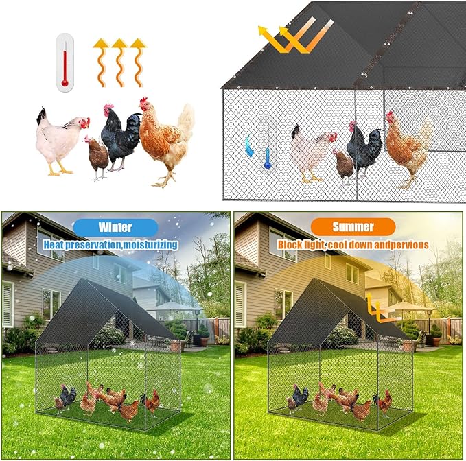 VitalCozy Chicken Coop Cover 90% Shade Cloth 11.5 x 6.6 ft Mesh Tarp Black Chicken Run Cages Cover with Ball Bungees Cord, Sunproof Net for Summer Outdoor Garden Patio Plant Greenhouse