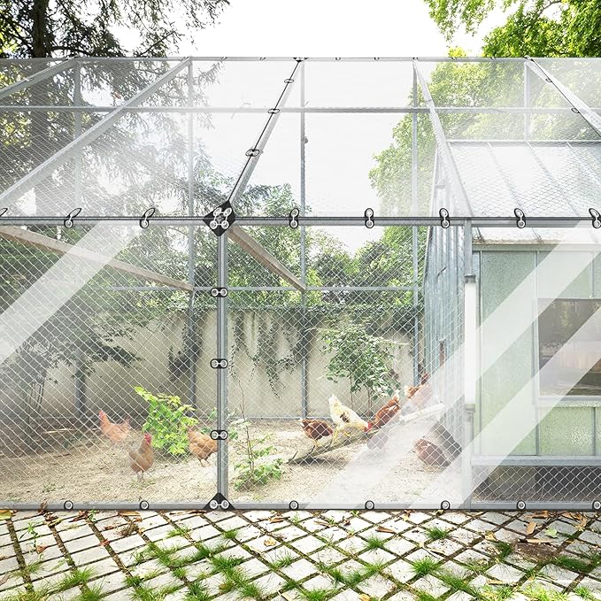 6’ x 8’ Clear Tarp, Clear Vinyl Tarp with Grommets, Heavy Duty Waterproof Transparent Plastic Tarpaulin Cover for Patio, Porch, Window, Outdoor Curtain, Chicken Coop, and Greenhouse
