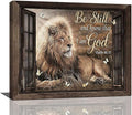 banonaty Lion Wall Art Rustic Farmhoues Christian Decor Of Judah Pictures Canvas Prints Artwork Inspirational Psalm Scripture Gifts Home Decorations For Bathroom Kitchen Office Framed 20''x16''