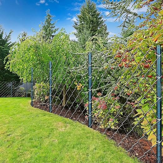4ft Fence Posts, Pack of 10 - Sturdy Metal U-Posts & Step-in Stakes, No Digging Poles for Garden Wire Fencing and Yard Signs (Fits 3-ft Fence Mesh)