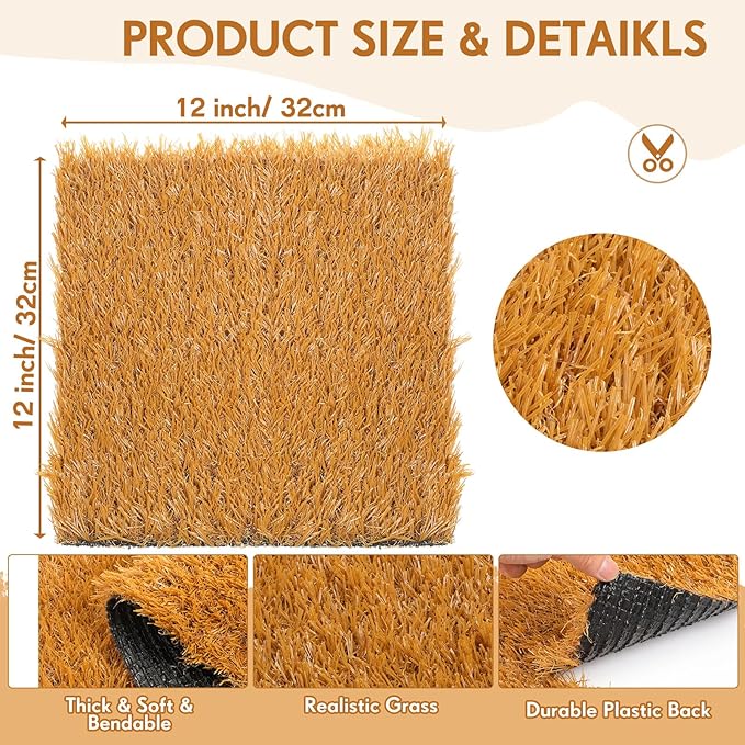 18 Pack Chicken Nesting Box Pads, 13 x 13 x 1.18 Inch Washable Nesting Pad for Chicken Coop, Artificial Grass Rug Carpet Reusable Nest Box Bedding Fake Synthetic Turf Mat for Hen Laying Eggs