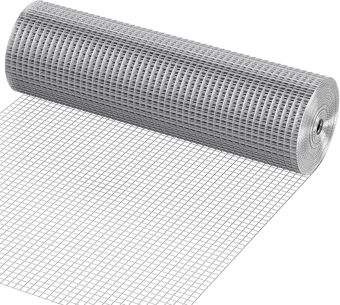 VEVOR Hardware Cloth, 1/2 inch 24in x 50 ft 19 Gauge, Hot Dipped Galvanized Wire Mesh Roll, Chicken Wire Fencing, Wire Mesh for Rabbit Cages, Garden, Small Rodents
