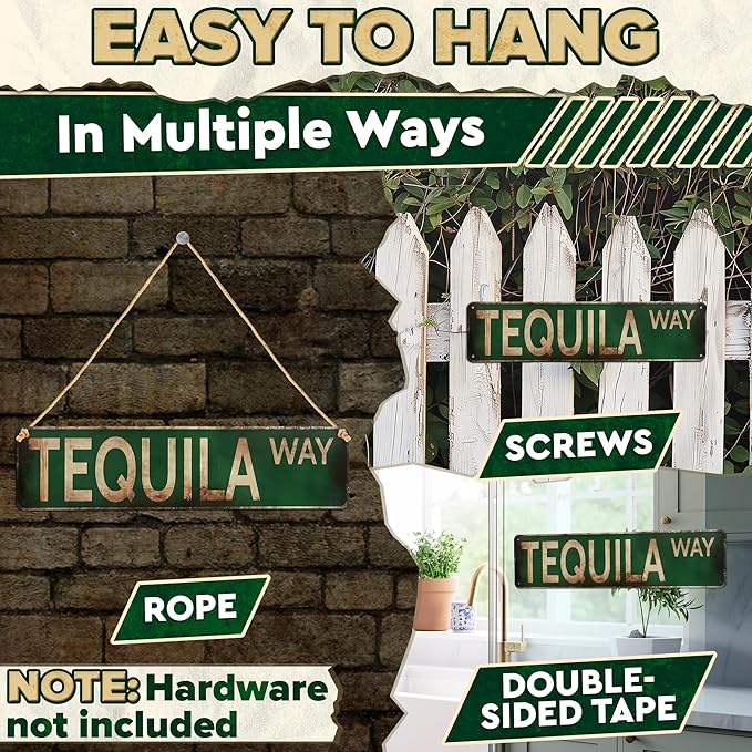 4x16 Inch Metal Bar Signs – Tequila Decorations Metal Signs, Lightweight and Easy to Install, Vintage Style Wall Tinplate Art, Rust and Fade Resistant, Good for Home, Bar, Kitchen, and Pub