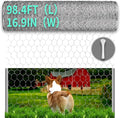Chicken Wire, 16.9in x 98.4ft Poultry Netting for Garden, 0.6 Inch Hexagonal Galvanized Hardware Garden Fence for Craft Projects, Pet Dog, Rabbit Chicken Fence