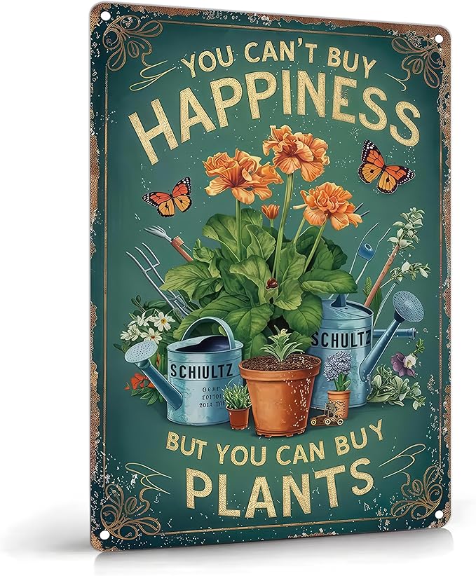 Vintage Garden Metal Sign Funny Gardening Tin Signs Rustic Farmhouse Wildflowers Plants Aluminum Wall art for Home Garden Patio Farm Yard Bar Outdoor Indoor Decor 8x12 Inch
