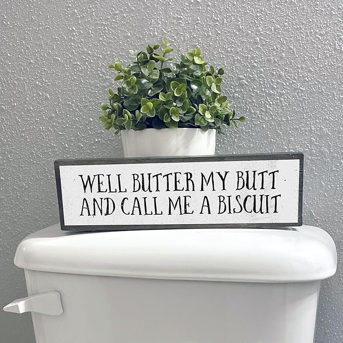 Wood & Metal Southern Sign – Weatherproof Indoor Outdoor Wall Decor – Rustic Charm with "Well Butter My Butt And Call Me A Biscuit" – Gift-Wrapped & Ready to Give
