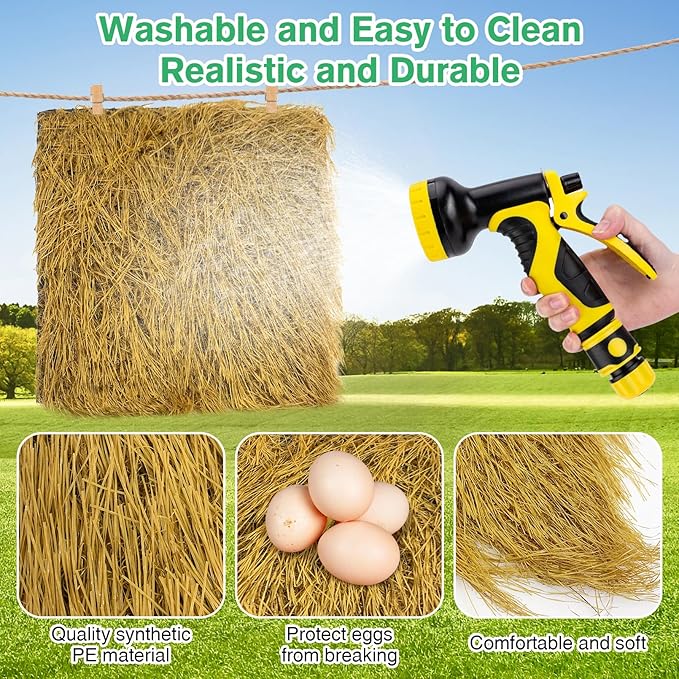 Hamiledyi 8 Pcs Chicken Nesting Pads 12"x12" Artificial Grass Rug Carpet Synthetic Turf Mat Washable Chicken Coop Bedding Laying Garden Lawn Indoor/Outdoor Bedding for Chicken Hen Small Pets(Brown)