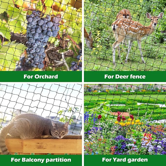 Chicken Netting Roof Hawk 100'x100' with 2" Mesh, Heavy Duty Bird Nettings for Garden with Birds Scare Tape, Nylon Bird Netting for Chicken Coop, Avian Nettings Deer Fence Fruit Tree Net
