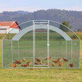 Large Metal Chicken Coop with Run, Walk-in Poultry Cage Duck Pen with Waterproof Cover, Heavy Duty Wire Mesh Pet Rabbit Dog Small Animals House for Outside,Backyard and Farm,13'Lx10'Wx6.6'H