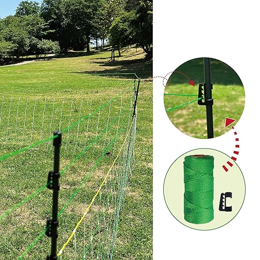 Premium Electric Semi-Rigid Fence Netting 35.4"H x 98.42'L, Pre-Assembled Posts Raised to 47.2"H, Can Add Additional Polywire to Ensure Safety for Backyards,Homesteads,Gardens,Farms,and Ranches,PK1