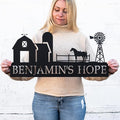 Personalized Metal Ranch Scene Wall Art – Custom Farmhouse Decor, Rustic Country Home Accent, Barn or Yard Decoration
