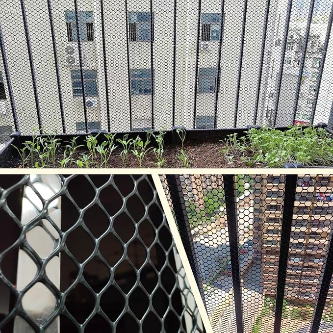 Plastic Wire Mesh Fence 16in x 33Ft Plastic Chicken Wire Mesh for Poultry, Dogs, Rabbit, Snake Barrier & Gardening Versatile Plastic Fencing (16in x 33Ft, Black)