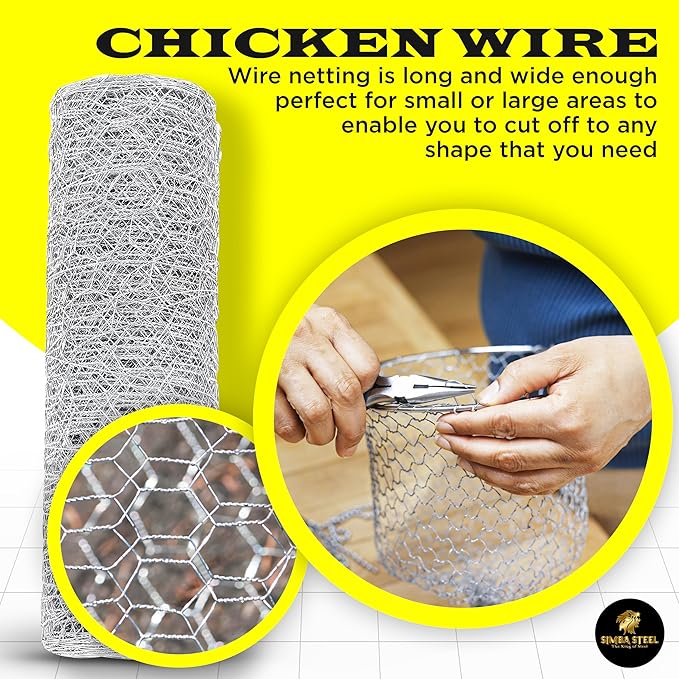 Chicken Wire 12 in x 100 FT x 1” Mesh x 20GA | Poultry Wire Netting | Hot Dipped Galvanised | Hexagonal Galvanized Mesh for Chicken Coop, Rabbit Fence (PM 12 x 100)