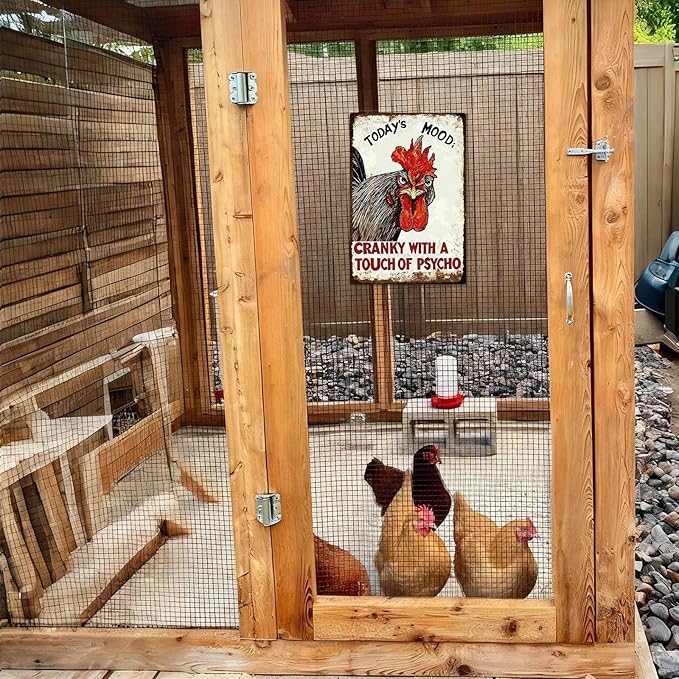 Funny Chicken Coop Signs - Vintage Sign Metal Tin Today's Mood For Chicken Lovers Gifts Outdoor Home Farm Wall Art Decor 8x12 Inch