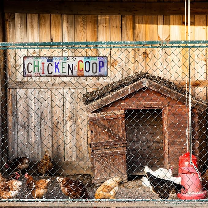 Chicken Coop Signs, Vintage Chicken Signs for Coop, Personalized Metal Chicken Sign for Farmhouse Door Fence Wall Decor, Rustic Chicken Coop Accessories Gifts for Hen Rooster Lovers