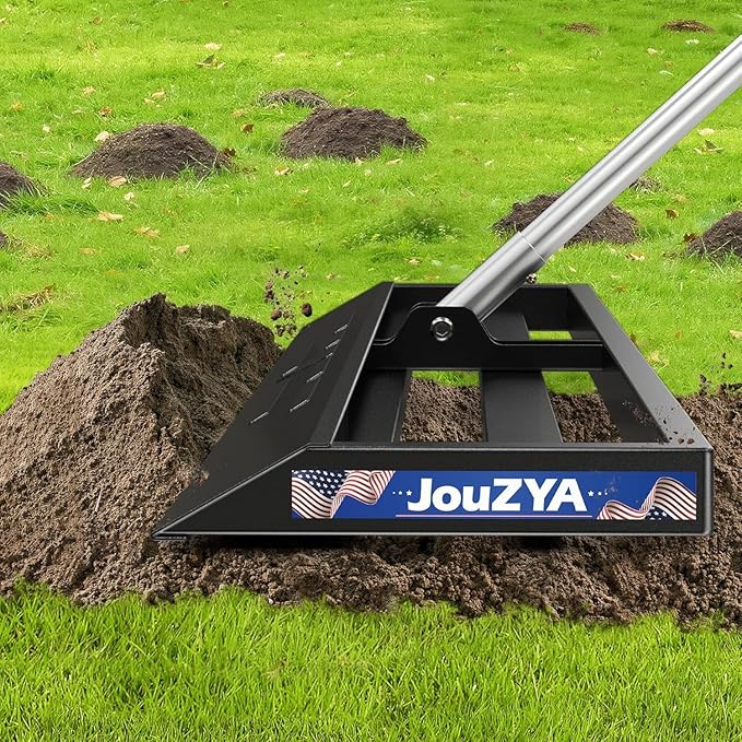 Lawn Leveling Rake 45x10 inch, Leve Lawn Tool with Stainless Steel, Lawn Leveler 27-80" Adjustable Handle, Yard Leveling Rake Heavy-Duty for Garden, Golf Course, and Farm