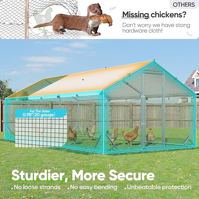 Quictent Large Metal Chicken Coop Run for 30+ Poultry with Nesting Box, Side Hardware Cloth & Cover, Advanced Series Outdoor Walk-in Cage Hen Duck Rabbit Dog Pen Yard Farm House, 18x9x6.6FT