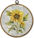 Hiuwevt Vintage Flower Round Wall Art, Rustic Floral Wall Decor, Retro Summer Yellow Floral Hanging Canvas Prints Walls Decorations for Farmhouse Home Bedroom Living Room, 10x10 Inch