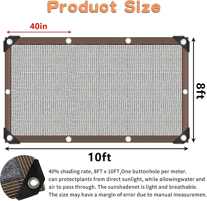 Shade Cloth for Plants Greenhouse, 40-50% Sunblock Shade Sails -for Outdoor Garden Pergola Patio Lawn Plant Pool Sun Shade Cloths for Kennel Chicken Coop Easier to Hang Shade Net Cover