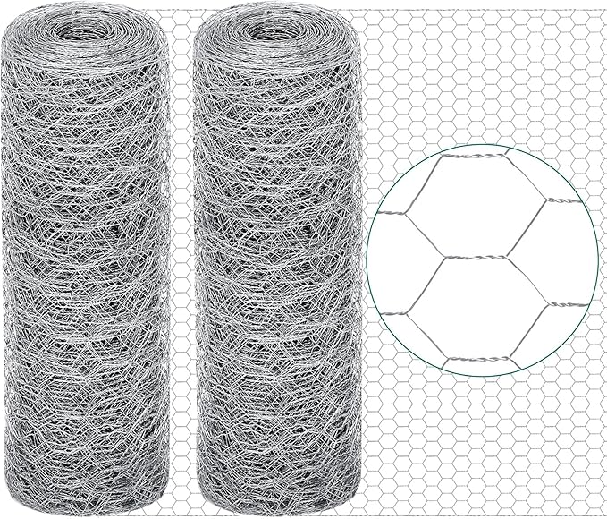 12 in X 200 ft Chicken Wire Fencing Metal Floral Chicken Wire Mesh for Crafts Poultry Garden, 1 Inch Hexagonal Galvanized Hardware Cloth Netting for Poultry Coop Barrier Rabbit Cage (Silver)