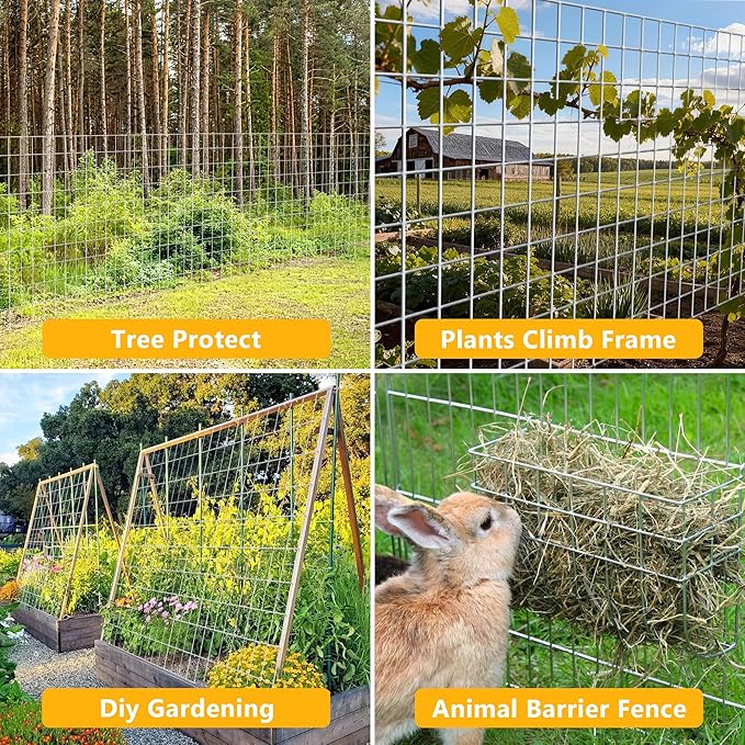 Metal Garden Fence, Hot Dip Galvanized After Welding, 2"x3" 16 Gauge, 48inch H x 100ft L Welded Wire Fencing,2/3/4/5/6ft Tallx50/100 ft Long Hardware Cloth for Yard,Farm,Chicken,Dog,Vegetable Protect