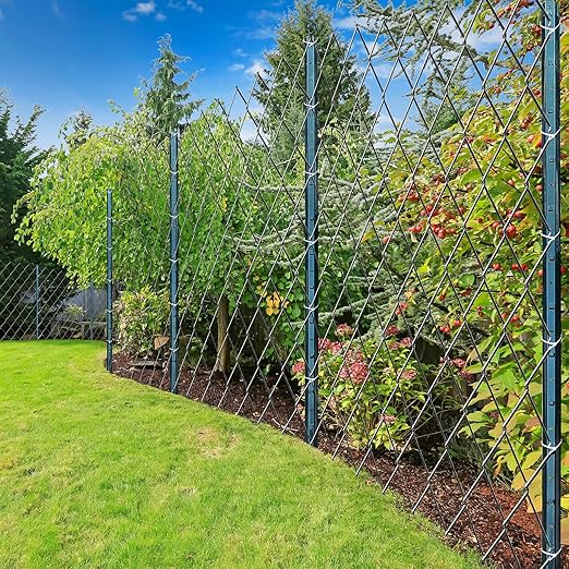 Fence Posts 5 Feet, Pack of 10, Metal Fence Poles U Post Sturdy Duty Fence Stakes Step in Post No Dig Fence Post for Garden Wire Fence Steel Sign Post (Fits to 4-ft Fence Mesh)