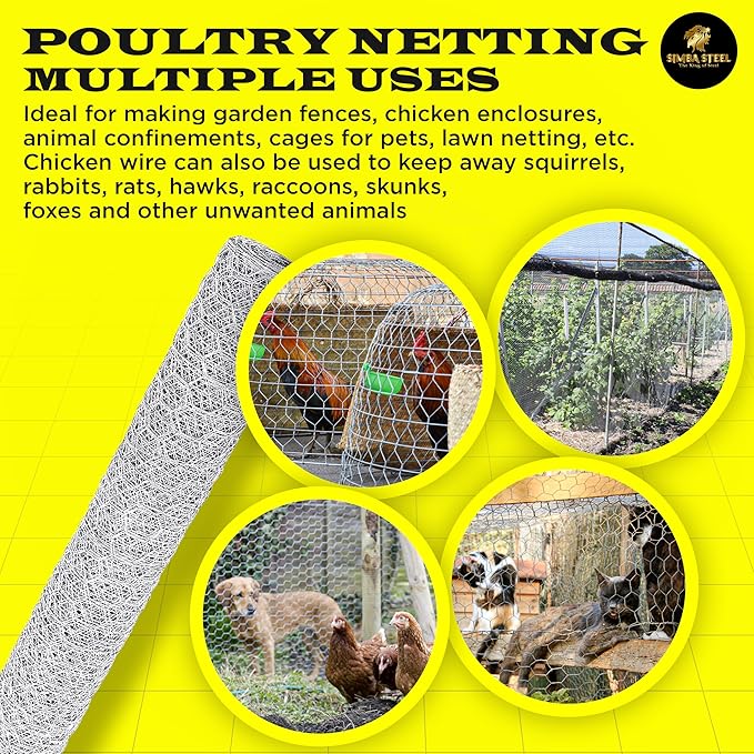 Chicken Wire 72 in x 200 FT x 2” Mesh x 20GA | Poultry Wire Netting | Hot Dipped Galvanized | Chicken Coop, Rabbit Cage, Fence Barrier (72 x 200 x 2)
