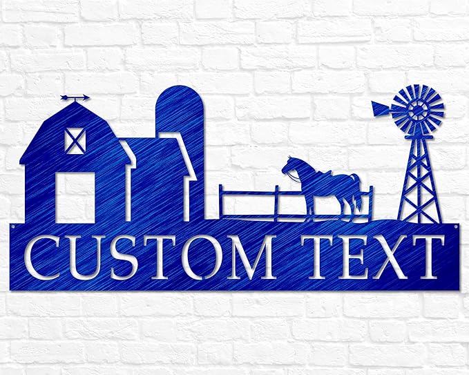 Personalized Metal Ranch Scene Wall Art – Custom Farmhouse Decor, Rustic Country Home Accent, Barn or Yard Decoration