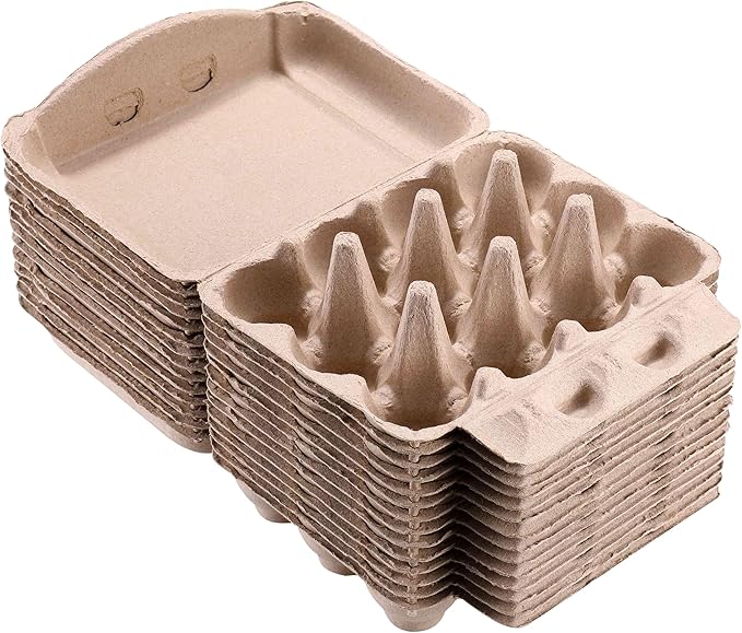 Vintage Egg Cartons 200 Pack, Blank Natural Paper Pulp Square Dozen Egg Cartons Eggs, Classical 3x4 Style Holds Up to One Twelve 12 Count Chicken Eggs, Sturdy Design Made from Recycled Cardboard