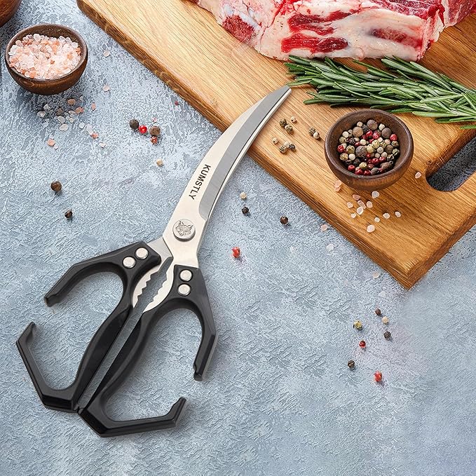 Kitchen Scissors All Purpose Kitchen Shears Heavy Duty for Cutting Chicken, Turkey, Meat, Bones, Vegetables Stainless Steel Spatchcock Shears Multipurpose Food Scissors