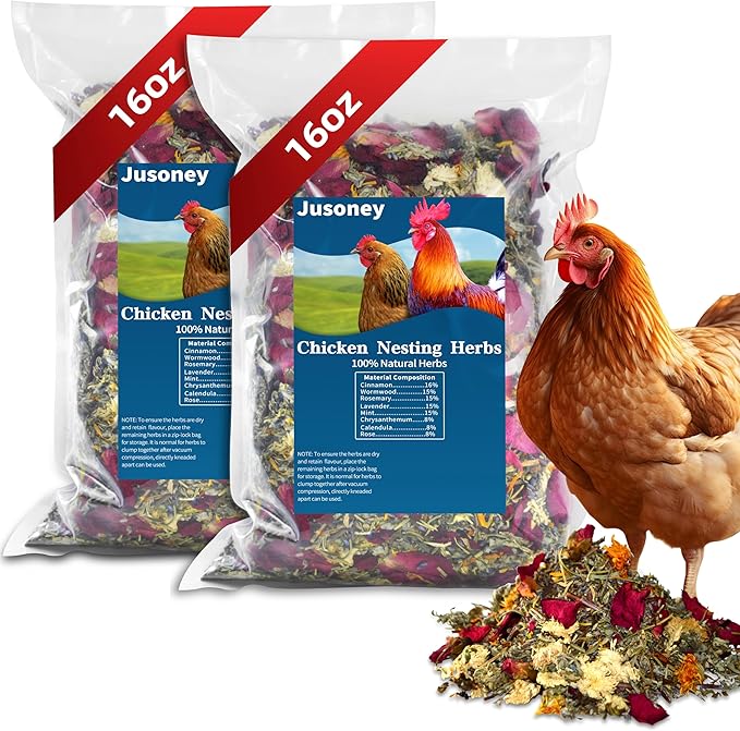 JUSONEY 32 OZ Nesting Herbs for Chicken Coop, Premixed 8 Dried Herbs Nesting Pads for Chicken Coop,Chicken Coop Accessories Help Coop Smell Promote Egg Production
