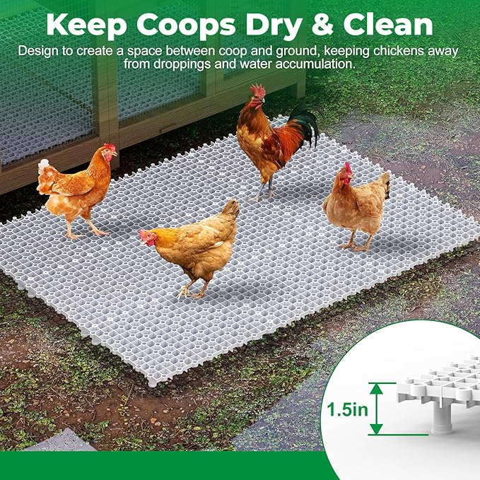 Forestchill Chicken Coop Ground Pads, 9 Pcs Plastic Floor Pads for Chicken Coops, Reusable Interlocking Walking Mats, Chicken Coop Accessories to Keep Coop Dry and Clean, Flexible to Splice