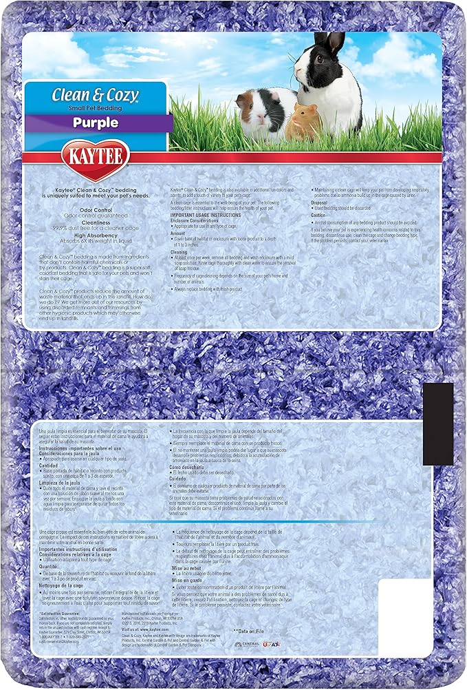 Kaytee Clean & Cozy Purple Bedding For Guinea Pigs, Rabbits, Hamsters, Gerbils and Chinchillas, 49.2 Liter