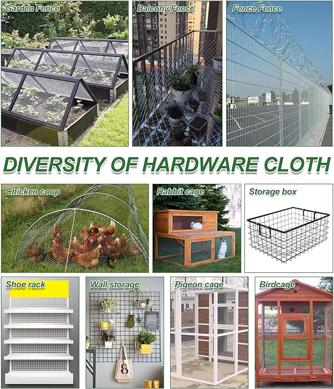 Hardware Cloth,1/2inch 48inx100ft 19 Gauge,Double-Layer Hot-Dip Galvanizing After Welding,Chicken Wire Netting Garden Wire Fencing Rabbit Snake Fence Chicken Coop Plant Supports