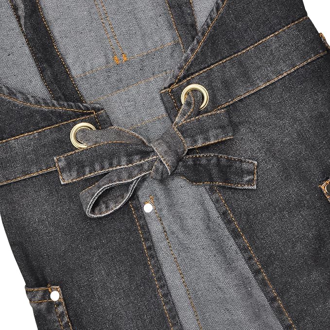 Denim Apron with Multi Pockets for Kitchen, Cooking, BBQ & Gardening