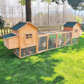 160" Chicken Coop for 4-8 Chickens Rabbit Hutch Outdoor Small Animal Cage Weatherproof Quail Cage with Run, Pull-Out Tray, Nesting Boxes