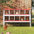 10 Hole Chicken Nesting Box, Galvanized Steel Nesting Boxes with Vented Design, Laying Nesting Boxes for Hens, Wall Mount, Red with Stand