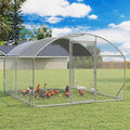 Large Metal Chicken Coop, Walk-in Chicken Run Pen with Waterproof Cover, Dome Roof Poultry Cage for Outdoor, Backyard, Farm