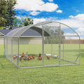 Large Metal Chicken Coop, Walk-in Chicken Run Pen with Waterproof Cover, Dome Roof Poultry Cage for Outdoor, Backyard, Farm (8.96'Wx18.9'Lx6.4'H)