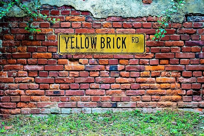 Vintage Style Decorative Metal Tin Sign 8x12 in Yellow Brick Rd Wall Hanging Plaque for Home Garden Bar Decor Fun Gift